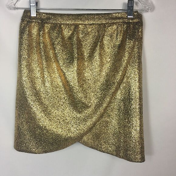C. LUCE Gold Metallic Tulip Style Mini Skirt - Picture 1 of 6